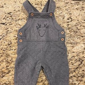 So cute First Impressions  reindeer gray quilted overalls